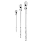 1/4 in, 3/8 in, and 1/2 in Drive Long Flex Head Ratchet (3 PK)