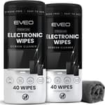 Electronic Wipes Screen Cleaner Streak-Free [2 Pack x40] Computer Screen Wipes, TV Screen Cleaner Wipes, Monitor Wipes for Smart TV, Laptop, iPhone, ipad and more - [Microfiber Cloth + 80 Wipes]