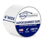 ㅤ 4'' Wide x 180' Long White Vapor Barrier Tape - 1 Roll, Waterproofing for Stucco, Crawlspaces, Repair, Underlayment Seams, Metal Building Seams, Excellent Air Barrier