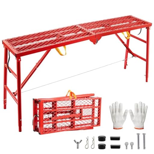 Folding Scaffolding Platform 70.9"x15.2"x53", 800 Lbs Capacity, 5-Level Height Adjustable Work Platform with Anti-Slip Surface, Portable Scaffolding Ladder for RV, Painting, Construction