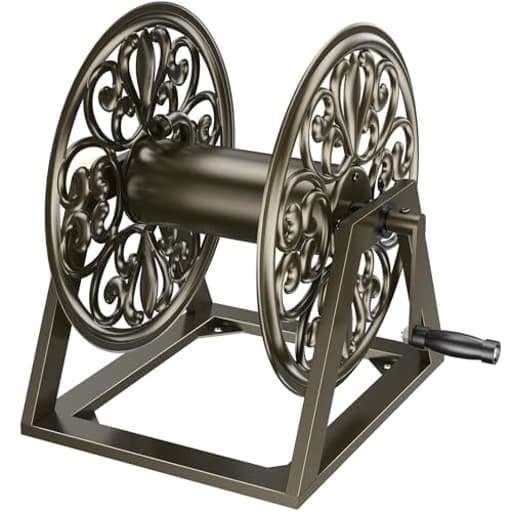 Garden Wall/Floor Mount Hose Reel, Decorative Hose Reel, Garden Heavy-Duty Water Hose Holder Winder, Holds 200-Feet of 5/8-Inch Hose