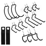 12-Piece Pegboard Hooks with Extension Straps, Heavy Duty Organizer Pegboard Accessories Fit for 1/4" Pegboard, Peg Board Tool Utility Hangers for Power Tool, Drill, Bag, Cord