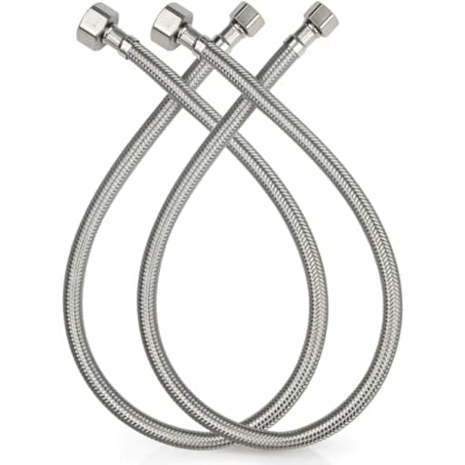 Faucet Supply Lines,24" Stainless Steel Braided Water Supply Line, 1/2" FIP x 3/8" COMP Faucet Hose, Faucet Hose Connector x 2 Pcs