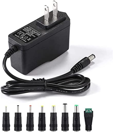 12V 2A Power Supply AC Adapter Replacement with 8 Tips, Regulated 12 Volts 2000mA Cord Charger for LED Strip Light, CCTV Camera, GPS, Webcam, Router, BT Speaker DC12V Transformer