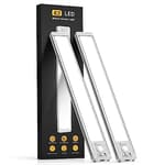 Under Cabinet Lighting, 14.7" Rechargeable Motion Sensor Light Indoor, 2 Pack Magnetic Dimmable Closet Lights, Wireless Under Counter Lights for Kitchen, Stairs,Hallway