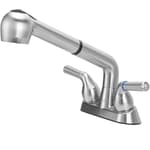 Utility Sink Faucet,Universal Laundry Tub ABS Plastic Faucet with Sprayer,Dual Handle Pull Out Faucet, Chrome Finish Laundry & Utility Room Sink Faucets,4 Inch Center Set