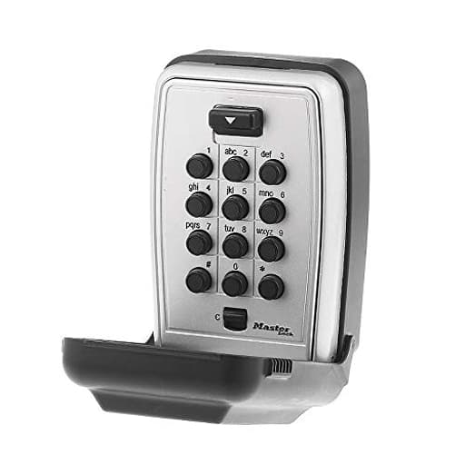 Black Wall Mount Key Lock Box with Push Button Code for Listings, Outdoor Key Safe for Realtors, Job Sites, Landlords and Property Managers, 5 Key Capacity, 5423D