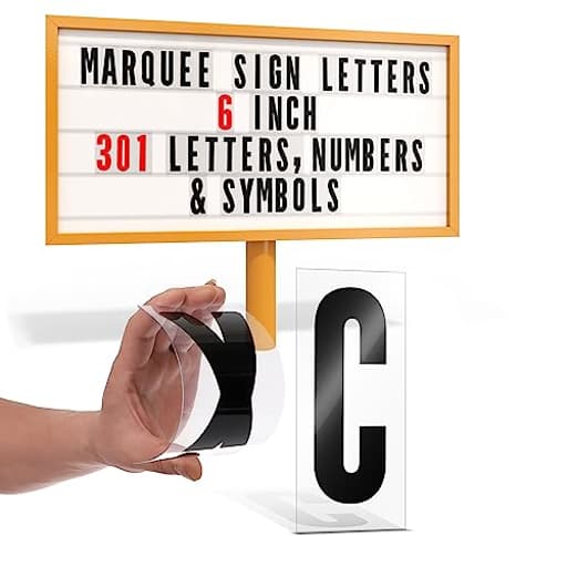 Sign Letters, Marquee Letters, Marquee Sign, Markee, Plastic, Acrylic, Changeable, for Board, Letterboard, Billboard, Church, Outdoor, 6 Inch Character on 7 in Panel, 301 PC, with Numbers