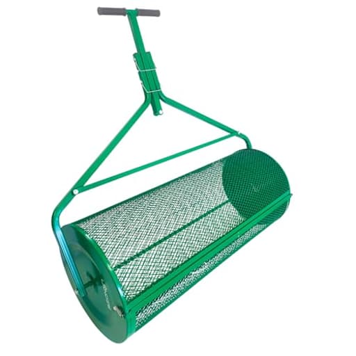 Lawn & Garden Spreaders - 44 Inch Heavy Duty Metal Mesh Basket Push/Tow Spreader - Compost, Peat Moss, Top Soil, Mulch - Durable Lightweight Multi-Purpose Yard Care Equipment - Manure Spreader