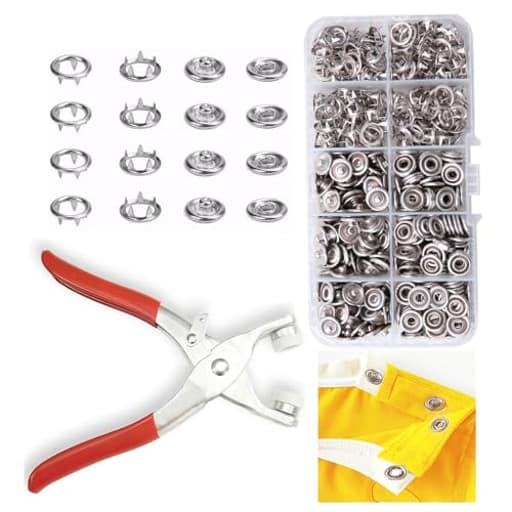 100 Sets Metal Snaps Buttons with Fastener Pliers Press Tool Kit Perfect for DIY Crafts Clothes Hats and Sewing, Snap Button Fasteners Kit for Clothing Sewing