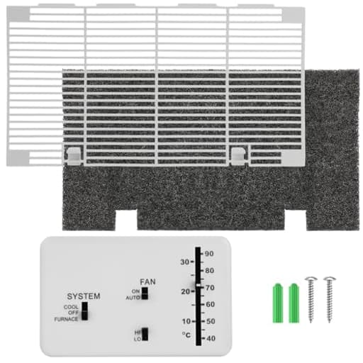 3106995.032 Rv Analog Thermostat Replacement (Cool Only/furnace) and 14.1" x 7.7" Rv A/c Ducted Air Grille Replacement with Air Filter Compatible with 3104928.019