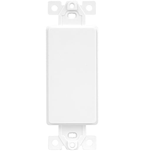 Blank Adapter Insert for Decorator Wall Plates, Unbreakable Polycarbonate Thermoplastic, ETL Listed, 6001-W, White, Standard/Regular