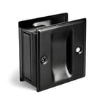 Passage Sliding Door Pull Black Without Switch Plate- Replace Old Or Damaged Pocket Door Pull Quickly and Easily, 2-3/4”x2-1/2”, for 1-3/8” Thickness