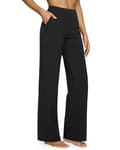 Petite Wide Leg Pants for Women Yoga Dress Pants with Pockets Straight Leg Sweatpants Stretch Business Casual Work Pants