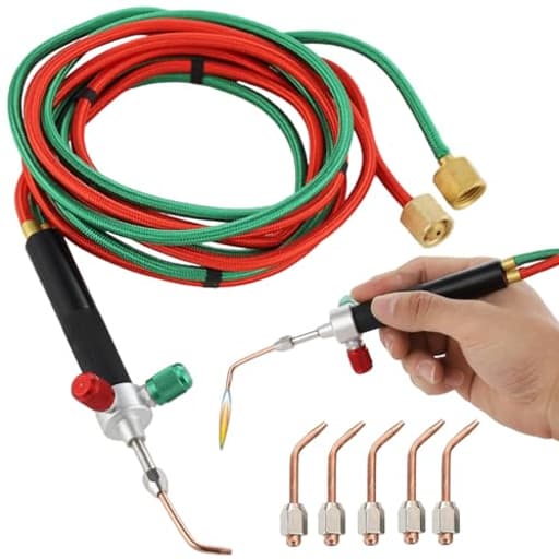 Mini Oxygen Acetylene Torch Kit, Handheld Oxygen Welding Torch, Portable Propane Soldering Torch with 5 Tips, Jewelry Repair Torch, 3092°F (1700°C) Welding Tool for Crafts, Electronics