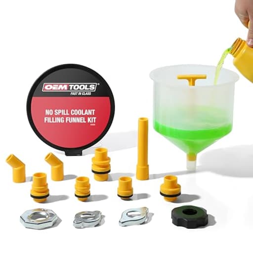 No-Spill Coolant Funnel Kit, 15 Piece Fluid and Oil Funnel Set, Allows Access To Hard-To-Reach Radiators