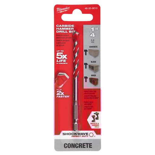 1/4" x 2" x 4" SHOCKWAVE Carbide Hammer Drill Bit