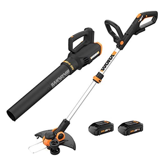 20V String Trimmer Cordless & Edger 3.0 + Leaf Blower Cordless with Battery and Charger Turbine, Black and Orange