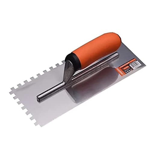 Squared Notch Tile and Flooring Trowel - 1/4” X 1/4” X 1/4” Pro Grade Stainless Steel Trowel - Ergonomic Rubber Grip Comfort Handle - Spread Evenly Thinset/Mastic - 11” x 4 3/4” Blade