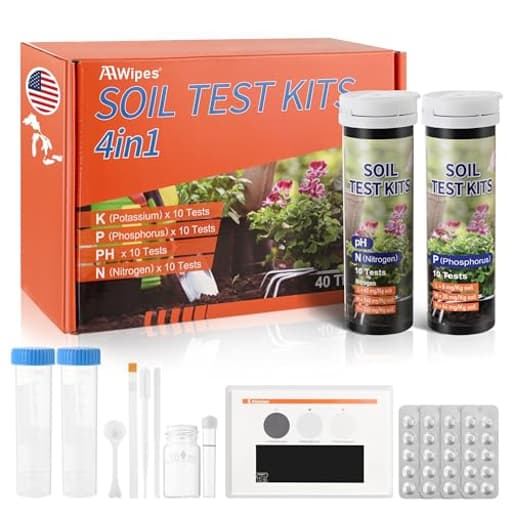 Soil Test Kit 4-in-1 for pH, Nitrogen, Phosphorus & Potassium - 40 Soil Testing Kits Upgraded Accurate Nutrient Tester for Garden, Yard, Lawn & Plant Care with Sampling Accessories