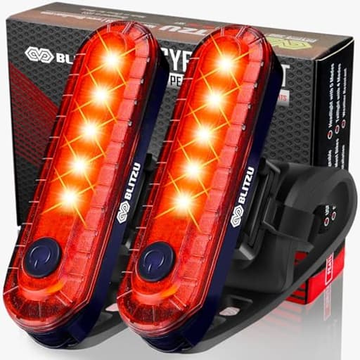 USB-C Rechargeable Bike Tail Light 2 Pack, Bright Bicycle Rear Cycling Safety Flashlight Accessories for Night Riding, Cyborg 120T, 4 Light Modes for Adults Kids Men Women Road Mountain