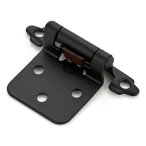 60 Pack (30 Pairs) 1/2" Overlay (Variable) Cabinet Hinges, Self-Closing Semi-Concealed Face Mount, Matte Black Decorative Hardware with Door Bumpers for Kitchen & Cupboard Doors