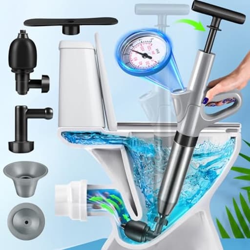 Toilet Plunger, High Pressure Toilet Auger Air Drain Blaster with Real-Time, Drain Clog Remover Powerful Drains Unclogger Sink Plunger Plumbing Tools, Plungers for Bathroom Sink Floor Kitchen Clogged