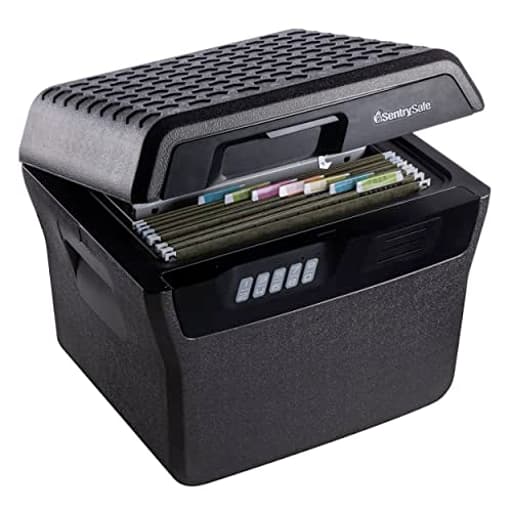 Charcoal Gray Waterproof and Fireproof Safe, Lock Box with Keypad for Documents and Hanging File Folders, Exterior: 14.1 x 16.6 x 13.8 Inches, ‎FHW40300