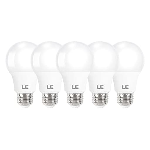 LE LED Light Bulbs 60 Watt Equivalent, 9W 800 Lumens Non-Dimmable, Daylight White 5000K, A19 E26 Standard Medium Base, 10000 Hour Lifetime 5 Count