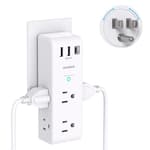 Surge Protector Outlet Extender with Rotating Plug - One Beat 6 AC Multi Plug Outlet with 3 USB Ports (1 USB C), 1800J Wall Charger, 3-Sided Power Strip Spaced Outlet Splitter for Home Office Travel