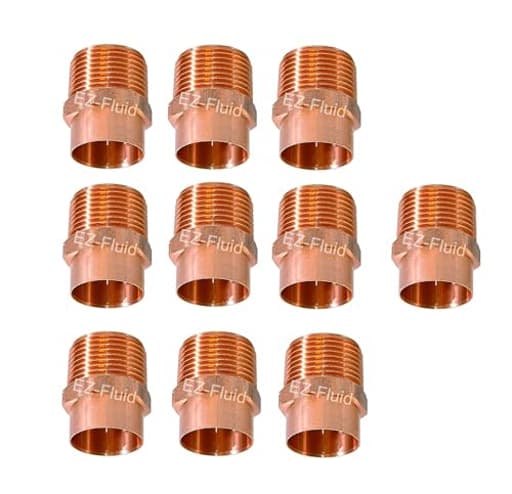 (10pcs) EZ-FLUID Plumbing 1/2" C X MIP LF Copper Male NPT Adapter Pressure Copper Fittings,Sweat Solder Connection for Residential,Commercial Tube Pipe