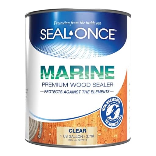 MARINE - 1 Gallon Penetrating Wood Sealer, Waterproofer & Stain. Water-Based, Ultra-low VOC formula for high-moisture areas to protect wood docks, decks, piers & retaining walls.