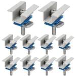 10 Pcs Adjustable Solar Panel Mounting Bracket Clamps Wide Photovoltaic Support Mid for Secure Solar Panel System pv, Aluminum Roof Mount Kit Hardware with Nut Bolt Fit for Standard Unistrut