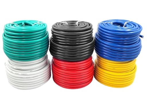 12 Gauge AWG 6 color Primary Wire Combo (50 feet Red Black Blue Yellow Green White) Stranded CCA Copper Cable Car Motorcycle Audio Video Dashboard Replacement Automotive Trailer Hook Up Harness Wiring