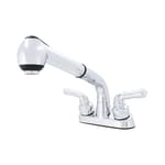 Wasserman 2 Handle Utility/Laundry/Shop Sink Faucet with Pull Out Sprayer in Chrome, Non-Metallic ABS Plastic, 4" Centerset for Laundry Room, Garage, Mud Room, RV