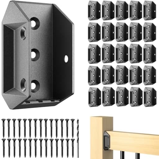 40 Pack Aluminum Alloy 2"x4" (Actual 1.5"x3.5") Deck Railing Brackets Connectors, for Fence Stair Railing Handrail Connection Metal Deck Bracket Connectors with 240 Galvanized Screws