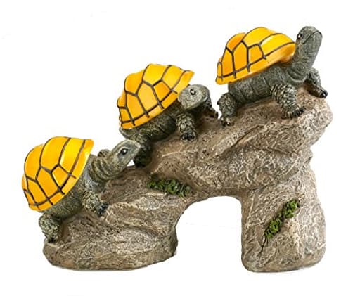 Solar Powered Turtles on Log Outdoor Accent Lighting LED Garden Light Decor