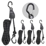 Rope Tie Down Ratchet Kayak Straps with Safety Lock S Hook 1/4" x 14' Heavy Duty Pulley Rope Hanger Tarp Tent Tie Downs