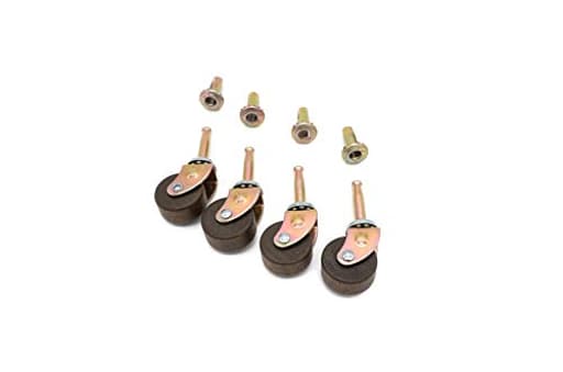 Wood Furniture Casters Antique Furniture Unique Ball Bearing Stem for Easy Swivel Dark Hard Wood Stem Casters Grip Neck Casters Wheels with Inserts, 1 1/4" Wheel, 4 Pack