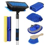62'' Car Wash Brush with Long Handle, Scratch-Free Soft Bristles Sturdy Car Wash Mop Kit, Complete Car Cleaning Brush Kit Wash Mitt Towel Windshield Squeegee Wheel Tire Brush for Car Truck RV