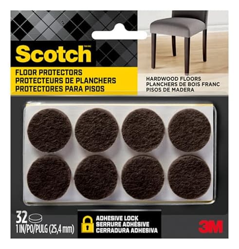 Felt Pads 32 PCS Brown, Felt Furniture Pads for Protecting Hardwood Floors, 1" Round, Easy-to-Apply, Self-Stick Design, Reliable Protection from Nicks, dents and Scratches