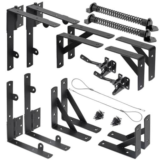 Fence Gate Kit Gate Hardware, 2 Set Anti Sag Gate Kit Gate Frame Cornor Brackets Kit with Self Closing Gate Springs Hings Latchs for Outdoor Garden Backyard Wooden Fence Deck Porch Gate