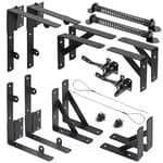 Fence Gate Kit Gate Hardware, 2 Set Anti Sag Gate Kit Gate Frame Cornor Brackets Kit with Self Closing Gate Springs Hings Latchs for Outdoor Garden Backyard Wooden Fence Deck Porch Gate