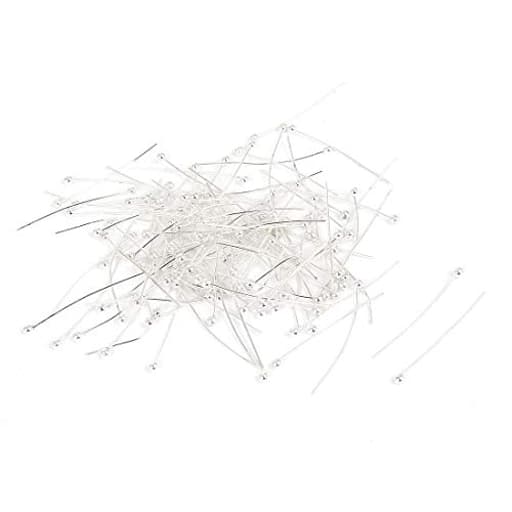 100 Pcs Fastening Tool Accessories Silver Tone Metal Round Head Pins 26x0.5x1.8mm Screwdriver Bit Sets Jewelry Findings