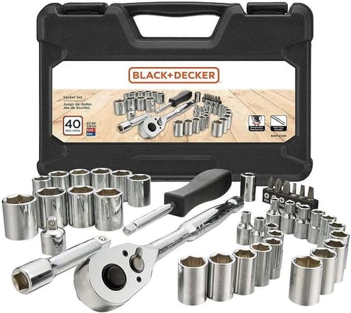 Socket Set, 40-Piece, Chrome, Carrying Case