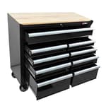 Heavy Duty Rolling Tool Chest with 9-Drawer Wood Top Tool Cart Mechanic Tool Box with Wheels Tool Storage Cabinet Mobile Workbench Tool Bench for Garage, Warehouse, Workshop, Repair Shop