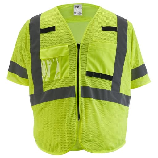Class 3 High Visibility Yellow Mesh Safety Vest - S/M