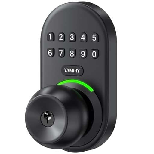 Keypad Smart Door Knob Lock, Yamiry Keyless Entry Digital Lock with Handle, Electronic Code Knob for Front Door, Easy Installation