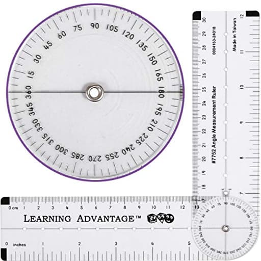 -7752 Angle Measurement Ruler - Clear, Flexible and Adjustable Geometry Measuring Tool - Measure Angles to 360 Degrees and Lines to 12"