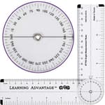-7752 Angle Measurement Ruler - Clear, Flexible and Adjustable Geometry Measuring Tool - Measure Angles to 360 Degrees and Lines to 12"